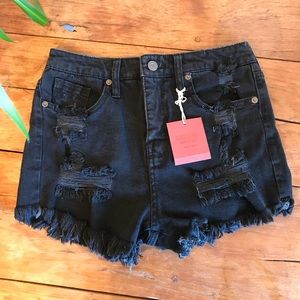 Mossimo black high rise distressed denim shorts